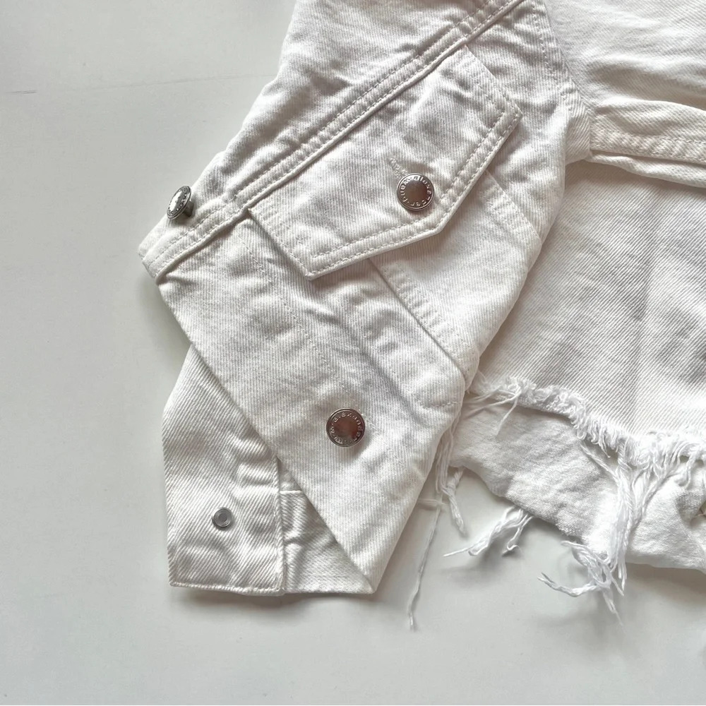 Alexander Wang Sleeve Tie Shorts Denim Skirt Carpenter, White, Size 27 - Picture 10 of 13